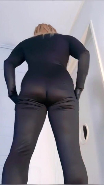 Jaw-dropping moment from "Ass in Black Catsuit"