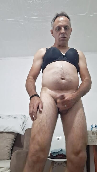 I love thongs and wear bras to jerk off and spread my ass!