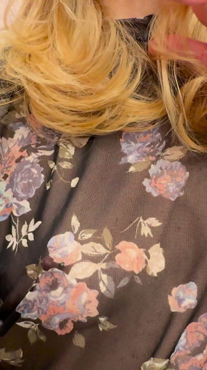 Trying my new sheer blouse in a caffe, showing my hard pierced nipples in public. | Clip 1
