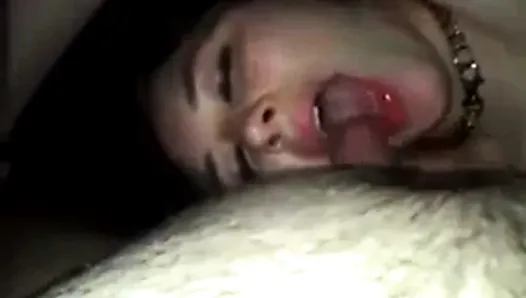 Jacking off on her mouth and face