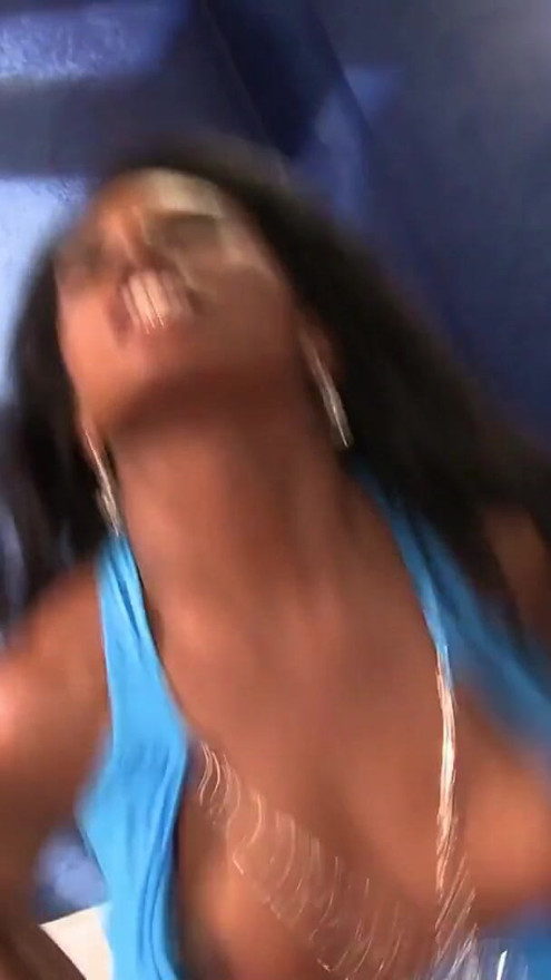 Black babe Monica Foster receives an ass cumshot from a white guy | Clip 2