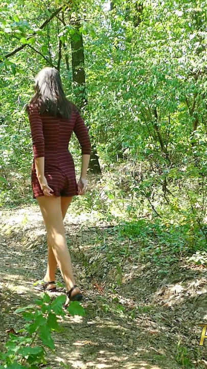 Changing wet clothes outdoor and desperate to pee