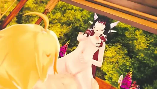 Genshin impact - columbina aether ile sert seks sahnesi - 3d hentai animasyon