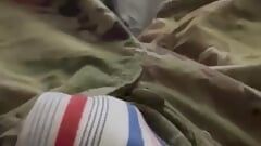 Soldier uses vaseline and his cock to have fun wearing his uniform and sarge's boxer shorts!