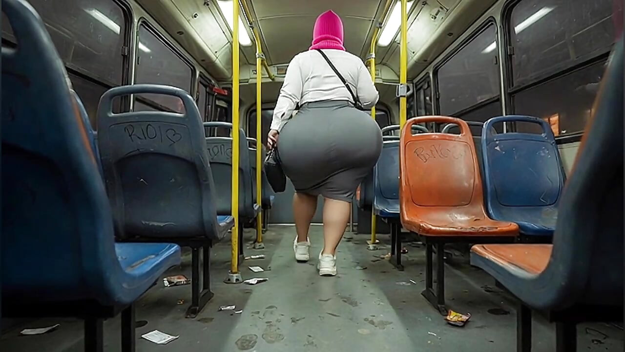 "Masked Secretary BBW Gets Ass Pressed on Crowded Public Bus"