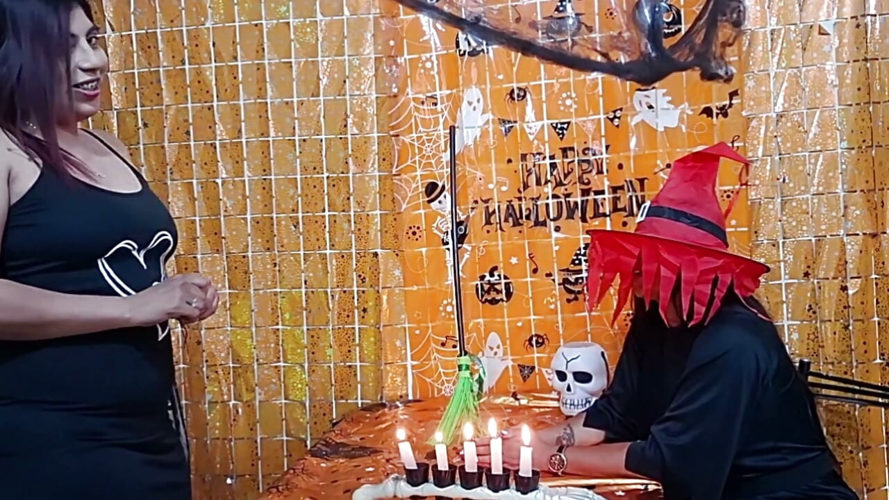 Fucking a beautiful busty and big-assed witch on Halloween