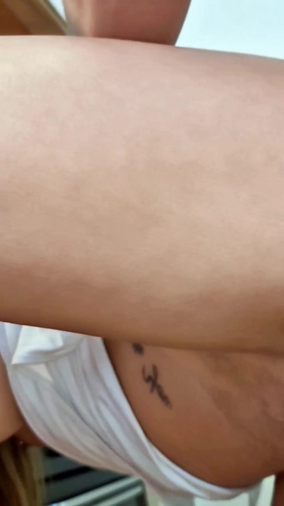 My roommate surprised me in the kitchen by grabbing my tits! He fucked me and came in my mouth! | Clip 2