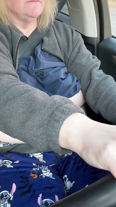 Driving home with tits out