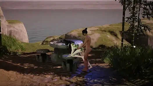 3D С Литературным Талантом, Оставляющим Сперму Рядом С Каменным Столом