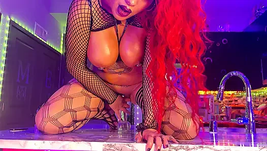 Ms Red X Rides Multiple Monster Dildos