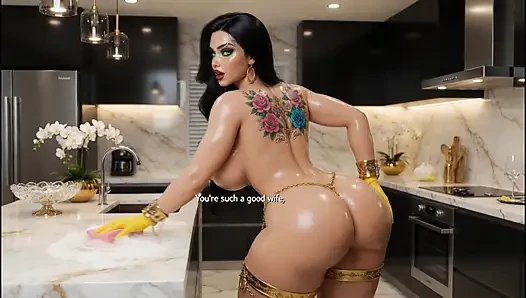 BBW Mature Wife House Cleaning Tease Vacuum Show 3D silicone sex doll   CGI 8K
