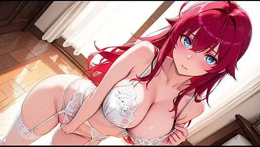 Rias Gremory işten sonra kocasıyla tanışır. Rias Gremory hentai cosplay