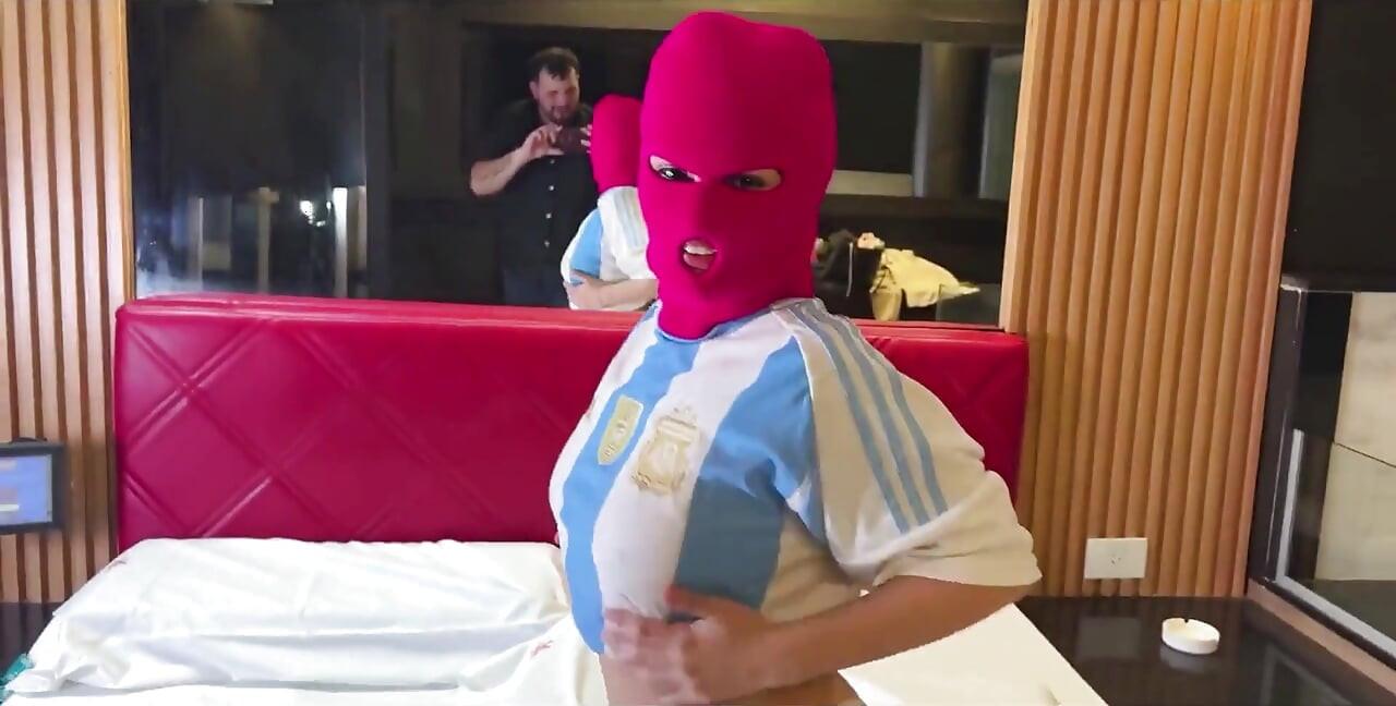Argentina Using the Jersey to Show She's the Best at Sucking Dicks and Fucking Like Crazy, This Girl Fucks Like Crazy