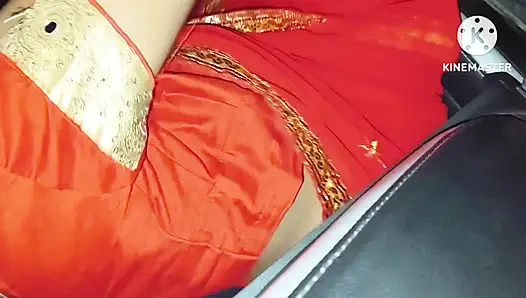 Season 167. Red saree wearing bhabhi remove her clothes in car and fuck with