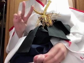 Japonês cd Nicola se masturba em kirishima cosplay