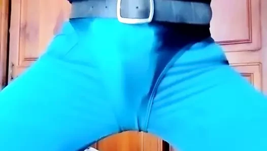 Jeans and spandex teasing