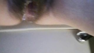 Hairy wife pussy pissing