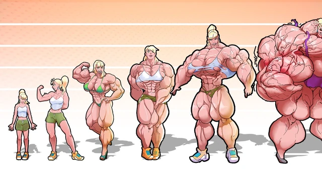 30 Days of Female Muscle Growth Animation – DUBBED – Giantess, Muscles, Massive Boobs, giant bicep flex