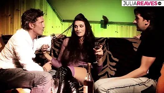 Hot Girl with Big Tits Gets Fucked Hard by Two Guys with Hard Cocks She Sucks the Cocks and Gives Herself Totally to the Guys