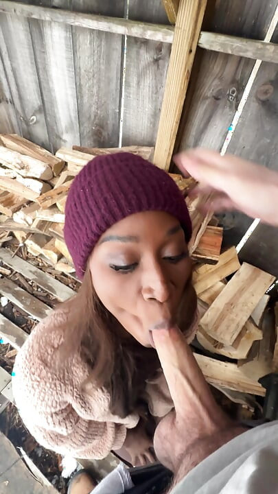 Hired Hauler Seduced by Hung Trans Girl for Bareback Woodshed Fuck - Vanniall Interracial POV Blowjob Anal