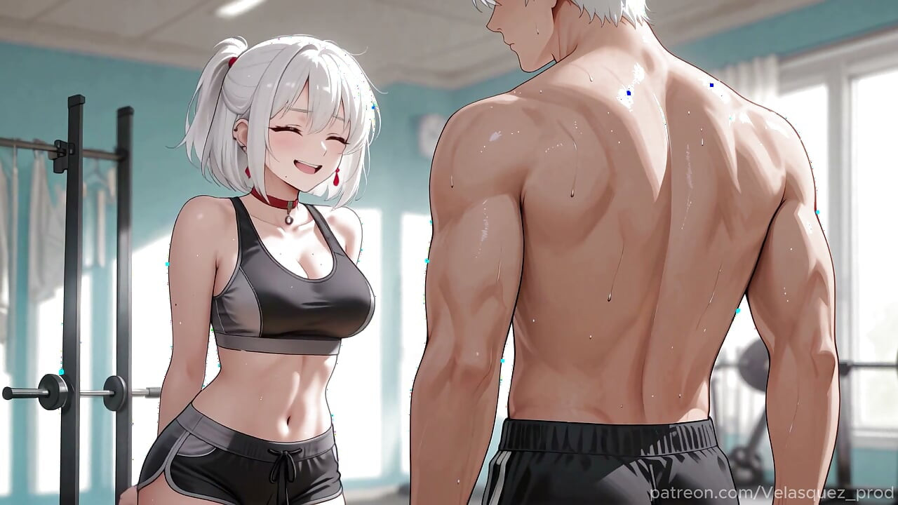 Estranho da Academia e Garota de Cabelo Branco: Do Treino à Foda Hardcore. Hentai Anime AI Porn