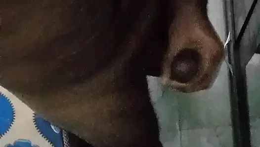 Desi muscular boy oiled his dick and masturbates Infront of the mirror when nobody in the house
