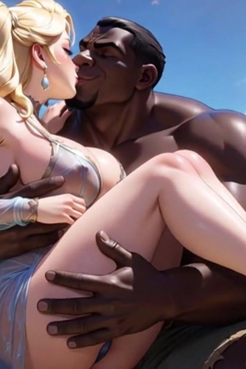 Old Granny Humiliated Licking Young Woman Feet - Sitting on Muscular Black Bull Lap