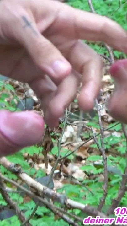 Chubby German milf having an outdoor blowjob in the woods with a stranger man | Clip 3