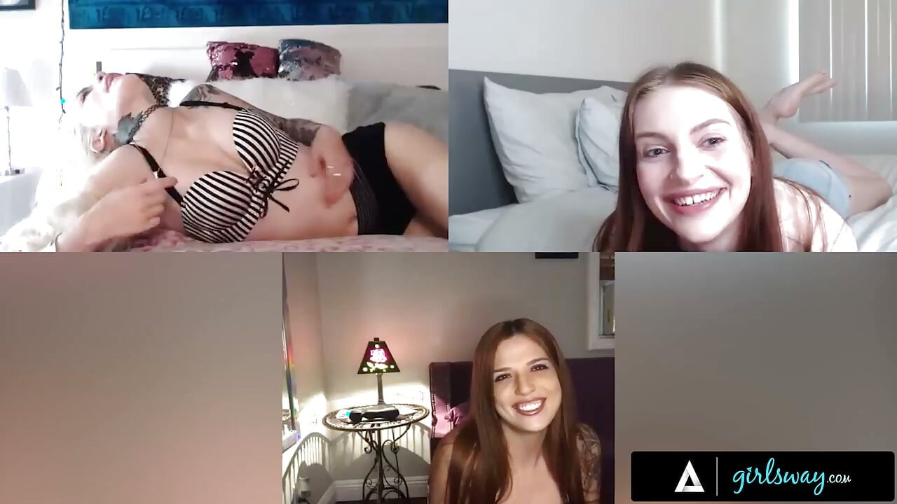 GIRLSWAY - Horny Alex Grey, Maya Kendrick, & Scarlett Mae Masturbate Together On Video Call