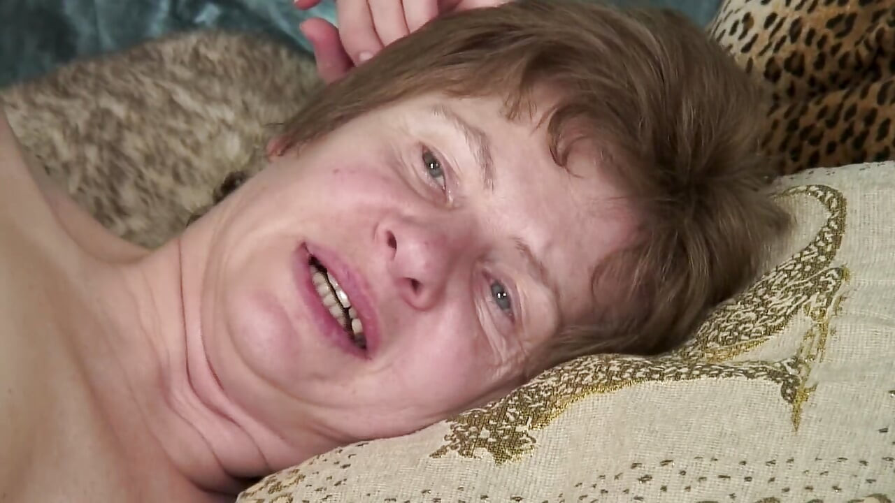 horny granny masturbates and then gets fucked