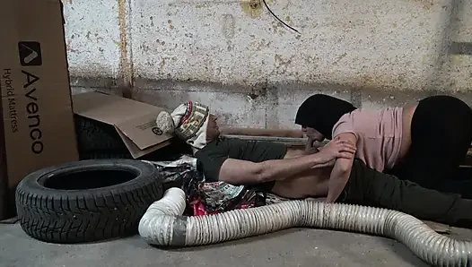 Nymphomaniac girl has sex with a broke ass bum on the street in New York City