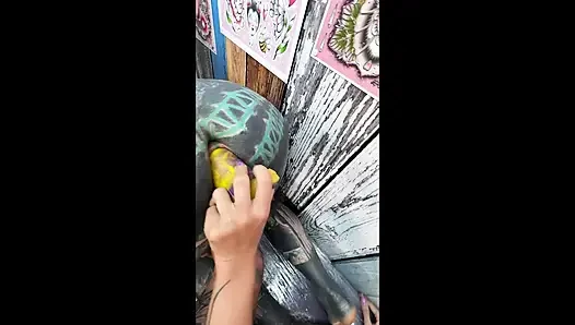 Sesi mesum bertato - jilat memek dan seks anal sambil ditindik