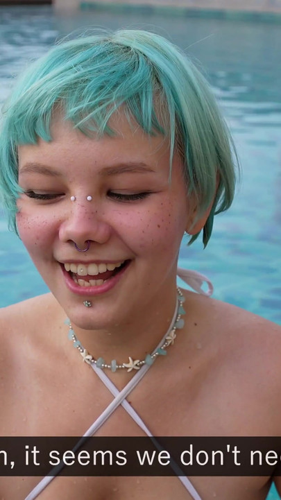 Jaw-dropping moment from "Stepsister in a new swimsuit seduced her stepbrother"