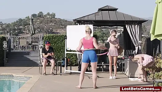 Push-ups test their strength in this wild strip game