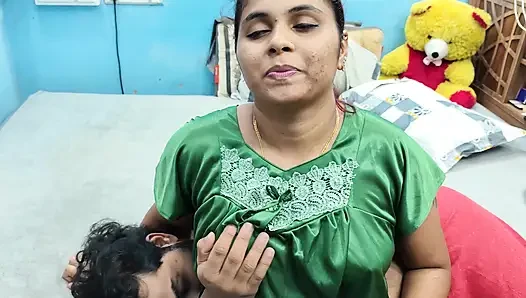 Couple hot nighty romance with boobs press in bedroom