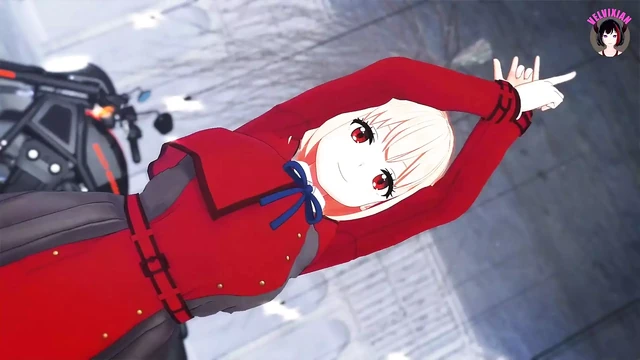 Chisato - сексуальный танец + постепенное раздевание (3D хентай)