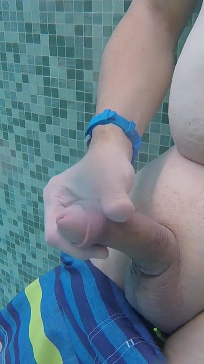 Must-see moment from "Underwater cam: Taking off your swimming trunks in a public thermal pool and jerking off your shaved"