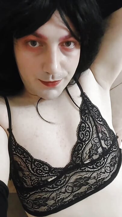 Biały Gotycki Kobiecy Młody Sissy Crossdresser