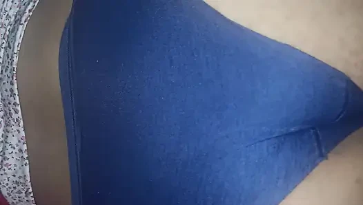 Chubby wife shows her buttocks on the bed