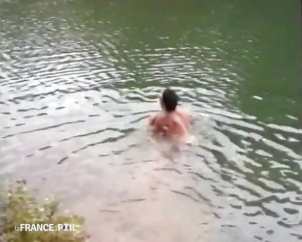 Trio in nature for a beautiful blonde.