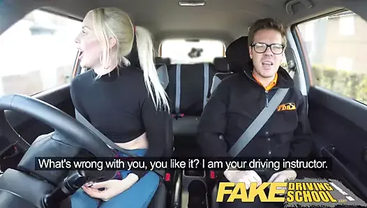 Fake Driving School lesson ends in squirting orgasm creampie
