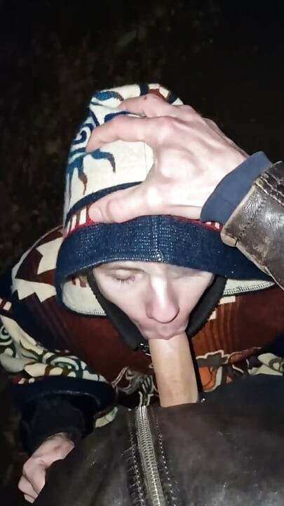 Cute Femboy Sucks his Boyfriend's Dick in the Woods