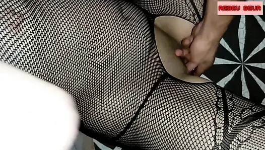 My Beurette in Sexy Lingerie Sucks me and then I cum in her