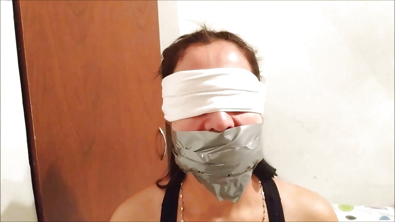 Self-gagged Latina Stepmom in Her First Gag Talk Video