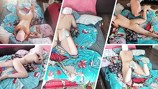 Foreplay in the bedroom with an amateur couple.