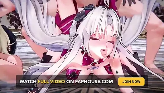 Sallanan dalgalar - harem seks partisi - 3 boyutlu hentai animasyonu