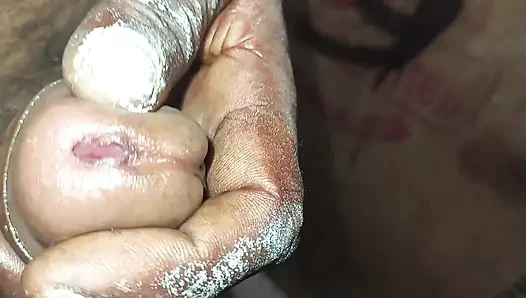 Indian boy playing handjob indoor