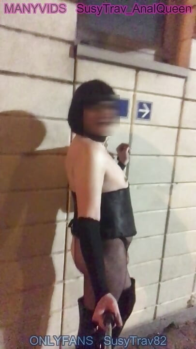 Caged Femboy Slut Destroys Ass with Massive Dildo in TruckStop Bathroom