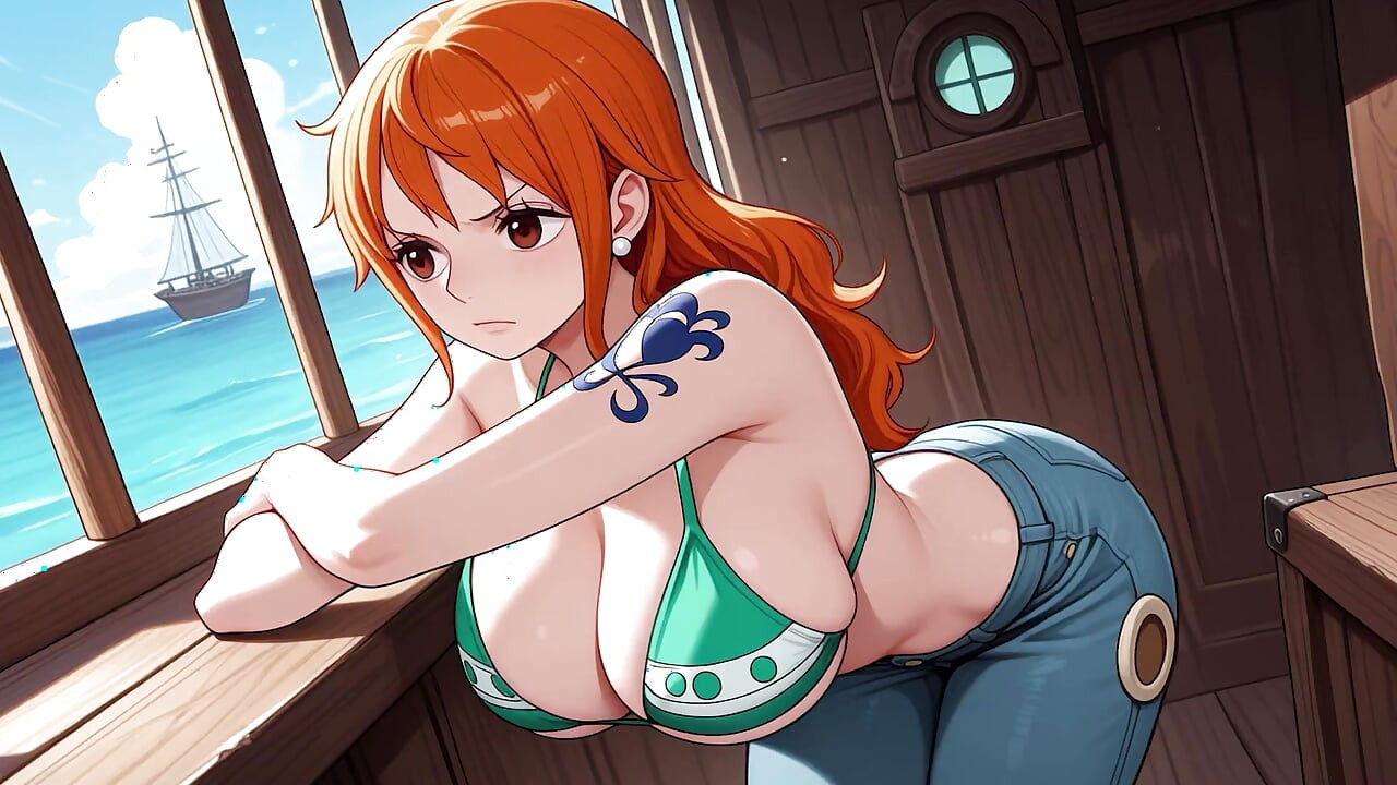 ¡Nami se folla al compañero de tripulación de su nave y recibe un preñada anal! Una pieza sin censura en primer plano hentai