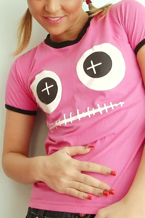 British Teen Natalia Forrest in Pink T-shirt Plays Herself